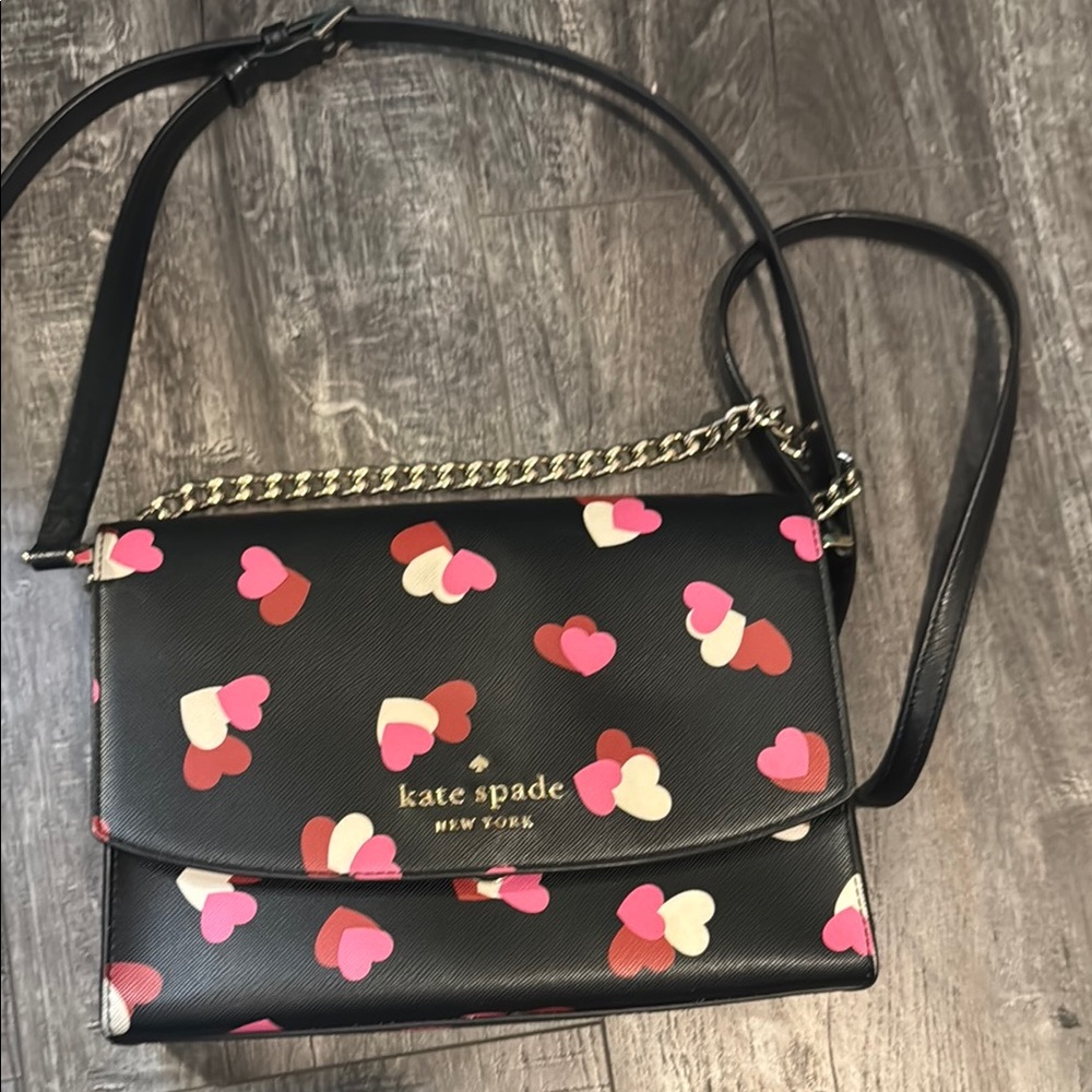 Kate Spade Black and Pink Heart Crossbody Bag
